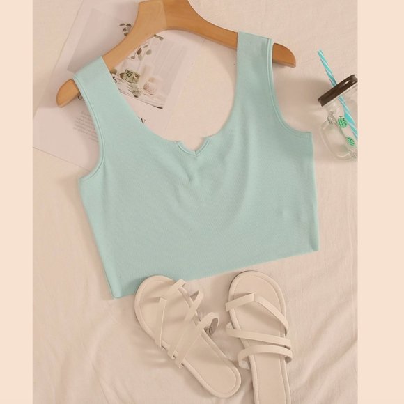 Rib-knit crop top, multiple colors - Picture 1 of 7